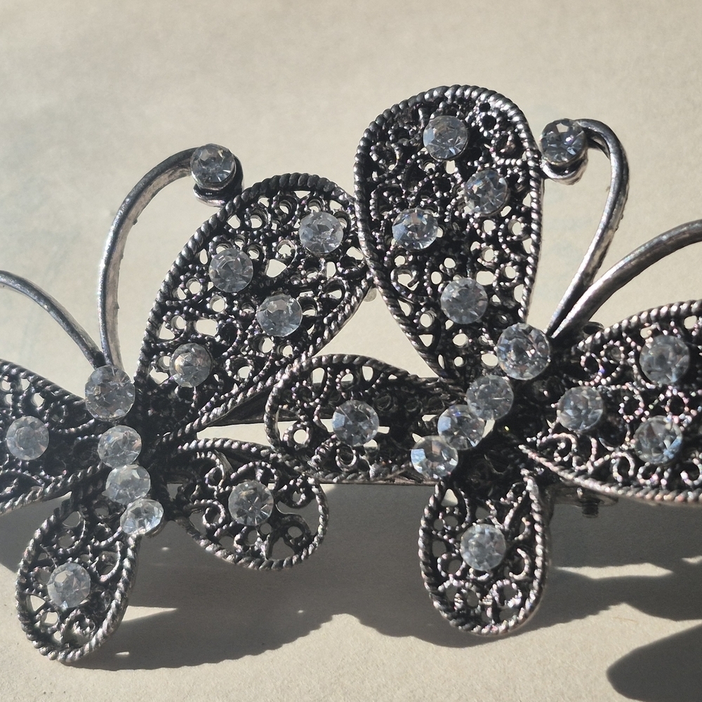 Silver Filigree Butterfly Hair Clip - Picture 5 of 8